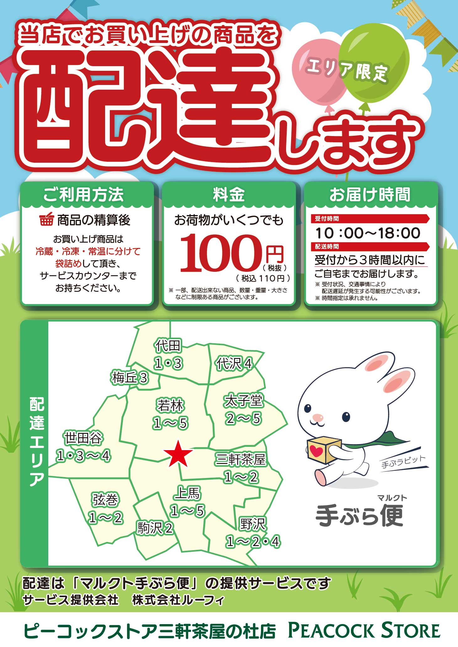 markt 当店でのお買い上げの商品を配達します